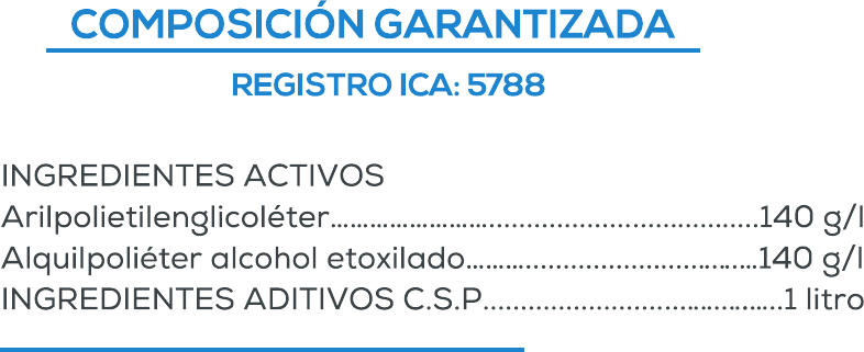 Composición garantizada de Agronex