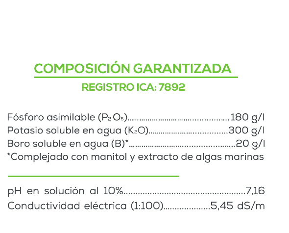 Composición garantizada de Agropotasio