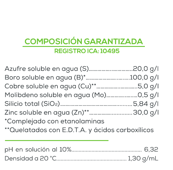 Composición garantizada de Cozibor Líquido