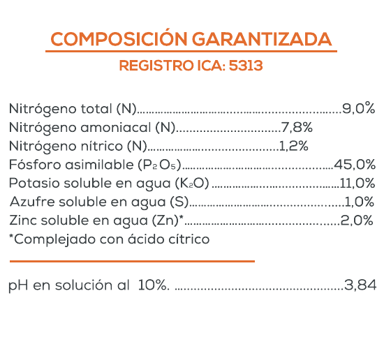 Composición garantizada de Raizagro